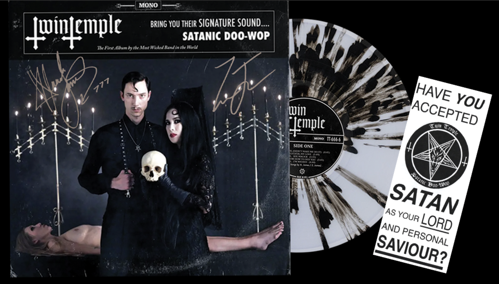 SIGNED* ORIGINAL REISSUE- BLACK SPLATTER — TWIN TEMPLE